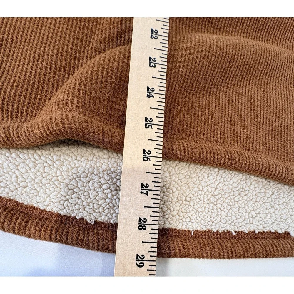 Coleman‎ Men Henley Shirt Sherpa Lined Waffle Size Extra Large XL Brown Tan